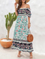 Χαμηλού Κόστους Boho Φορέματα-Γυναικεία Μακρύ Φόρεμα Μάξι Φόρεμα Καθημερινό φόρεμα Φόρεμα σε γραμμή Α Καλοκαιρινό φόρεμα Φόρεμα Boho Κομψό Στυλάτο Etnic Διακοπές Καθημερινά Ημερομηνία Κανονικό Φλοράλ Κοντομάνικο Ώμοι Έξω