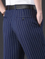 billige Løs-Herre Bukser Dressbukser Lomme Stripe Rett ben عادي Rynkebestandig Pustende Full lengde Formell Bryllup Fest Mote Klassisk Stil Svart Hvit