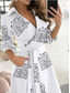 cheap Stripe&amp;Geometric Dress-Women's Midi Dress Casual Dress A Line Dress Stylish Casual Vacation Daily Regular Fit Graphic Geometric 3/4 Length Sleeve V Neck Black White Blue Green Summer
