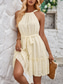 abordables Robes d&#039;été-Femme Mini robe Robe casual Robe Trapèze mode basique Décontractées Vacances du quotidien Standard Plein Sans Manches Dos nu Vert Abricot Eté