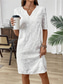 cheap White Lace Dresses-Women&#039;s Long Dress Maxi Dress White Dress Stylish Casual Vacation Party Daily Regular Fit Plain Half Sleeve V Neck White Spring Fall