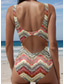 cheap One-piece swimsuits-Women&#039;s Swimsuits One Piece Monokini Swimsuit Backless Tummy Control High Waist Slim Vacation Vintage Color Block U Neck Sleeveless Bathing Suits