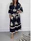 cheap Casual Floral Dresses-Women&#039;s Maxi Dress Casual Dress Boho Chic Dresses Boho Dress Bohemia Stylish Casual Vacation Daily Beach Loose Fit Graphic 3/4 Length Sleeve V Neck Black Red Green Beige Summer Spring