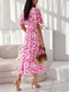 cheap Elegant Floral Dresses-Women&#039;s Midi Dress Casual Dress Swing Dress A Line Dress Stylish Casual Vacation Daily Regular Fit Floral Short Sleeve V Neck White Red Summer