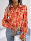 cheap Floral Blouses-Women's Shirt Blouse Buttons Print Floral Stylish Casual Long Sleeve Shirt Collar Regular Tops Daily Blue Orange Summer Spring Fall