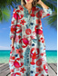 preiswerte bedruckte Kleider aus Baumwolle und Leinen-Damen Midikleid Leinen-inspirierte Kleider Hemdblusenkleid Freizeitkleid Elegant Stilvoll Lässig Urlaub Täglich Date Lässiger Schnitt Blumen Langarm Rundhalsausschnitt Rote Blau Dunkelgrün Grün