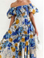 cheap Vacation Dresses-Women&#039;s Maxi Dress Casual Dress Swing Dress A Line Dress Stylish Casual Vacation Daily Regular Fit Floral Short Sleeve Off Shoulder Blue Green Summer