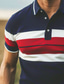ieftine Polo de rugby pentru bărbați-Bărbați Cai Dungi Polo de rugby Manșon scurt Tricouri de polo Cămăși cu guler Casual Școală În aer liber Sport Purtare Zilnică Imprimare 3D Vară Roșu-aprins Maro Trifoi