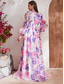 cheap Floor Length-Floral Wedding Guest A-Line Mother of the Bride Dress Elegant Hide Belly V Neck Floor Length Chiffon Long Sleeve with Flower 2025