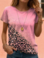 お買い得  アート＆デザインTシャツ-女性用 Tシャツ 猫 レタード カジュアル 半袖 ラウンドネック レギュラートップス 日常 プリント ピンク グリーン 夏