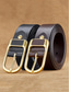 cheap Men's Belts-Men's Genuine Leather Belt with Gold Buckle – Classic Vintage Design for Weddings, Casual, and Formal Wear