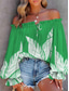 voordelige Vrouwen vakantie tops-Dames Overhemd Blouse Bloemig Stijlvol Casual Lange mouw Schouderafhangend Normale tops Dagelijks Blote rug Afdrukken Marine Blauw blauw Fuchsia Groen Zomer Lente