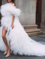 cheap Casual Wedding Dresses-Royal Style Tiered Plisse Ruffles Wedding Dresses Ball Gown Off Shoulder Sleeveless Chapel Train Tulle Bridal Suits Bridal Gowns With Solid Color 2025