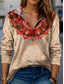 cheap Boho Tops-Women&#039;s Shirt Graphic Modern Casual Long Sleeve V Neck Shirt Collar Long Tops Daily Buttons Print Black Yellow Pink Red Blue Spring Fall
