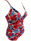 cheap One-pieces-Women&#039;s Swimwear One Piece Swimsuit Backless Tummy Control High Waist Slim Vacation Beach Wear Floral Graphic V Neck Sleeveless Bathing Suits