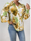 cheap Women&#039;s Graphic Tops-Women&#039;s Shirt Blouse Floral Elegant Ladies Stylish Long Sleeve Puff Sleeve Shirt Collar Regular Tops Work Daily Holiday Buttons Print Purple Green Spring Fall Winter