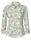 cheap Floral Tops-Women&#039;s Shirt Hawaiian Casual Floral Regular Tops Long Sleeve Shirt Collar Buttons Print Regular Fit Daily Green Summer Holiday Clothes
