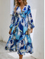 cheap Casual Floral Dresses-Women&#039;s Maxi Dress Casual Dress Swing Dress Boho Chic Dresses Bohemia Stylish Casual Vacation Daily Beach Loose Fit Floral Long Sleeve V Neck Pink Blue Summer Spring