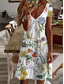 halpa Tulosta kukkamekot-Naisten Normaali EU / US-koko Midimekko Pitkähihainen Boho-mekko Kesämekko Tyylikäs mekko Tyylikäs Böömi Trooppinen Perhonen Loma Koti Työ Loose Fit Kukka Geometrinen Lyhythihainen V kaula-aukko