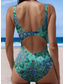 billiga One-piece-baddräkter-Kvinnors enstyckad baddräkt slimmad boho monokini rygglös mage kontroll hög midja smal semester strandkläder ombre U-hals ärmlös baddräkter