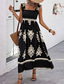 ieftine Rochie Boho de vacanță-Pentru femei Rochie Lunga Rochie Maxi Rochie casual Rochie A line Rochie de vară Rochie Boho Boemia Hawaiană Stilat Vacanță Zilnic Dată Fit regulat Grafic Fără manșon Pătrat Negru Roz Îmbujorat