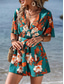 abordables grenouillère-Femme Normal Combishort Actif Floral Manche Courte Col V Taille haute Imprimer Vacances du quotidien Standard Noir Vert Eté