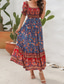 Χαμηλού Κόστους Boho Φορέματα-Γυναικεία Μακρύ Φόρεμα Μάξι Φόρεμα Καθημερινό φόρεμα Φόρεμα σε γραμμή Α Καλοκαιρινό φόρεμα Φόρεμα Boho Κομψό Στυλάτο Etnic Διακοπές Καθημερινά Ημερομηνία Κανονικό Φλοράλ Κοντομάνικο Ώμοι Έξω