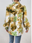 cheap Women&#039;s Graphic Tops-Women&#039;s Shirt Blouse Floral Elegant Ladies Stylish Long Sleeve Puff Sleeve Shirt Collar Regular Tops Work Daily Holiday Buttons Print Purple Green Spring Fall Winter