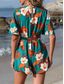 abordables grenouillère-Femme Normal Combishort Actif Floral Manche Courte Col V Taille haute Imprimer Vacances du quotidien Standard Noir Vert Eté