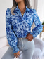 cheap Floral Blouses-Women's Shirt Blouse Buttons Print Floral Stylish Casual Long Sleeve Shirt Collar Regular Tops Daily Blue Orange Summer Spring Fall