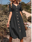 cheap Print Cotton &amp; Linen Dresses-Women&#039;s Long Dress Maxi Dress Cotton Linen Dresses Casual Dress Cute Stylish Basic Vacation Daily Regular Fit Plain Short Sleeve V Neck Black Green Apricot Summer Spring
