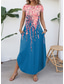 cheap Floral Dress-Women&#039;s Maxi Dress Casual Dress Vintage Vacation Regular Fit Floral Short Sleeve Crew Neck Blue Summer