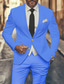 cheap Men&#039;s Blazers-Men&#039;s Graduation Set Blazer Business Cocktail Party Wedding Party 2 Piece Fashion Casual Spring &amp;  Fall Polyester Solid Color Buttons Pocket Comfortable Single Breasted Blazer Light Pink Yellow Pink