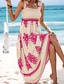 ieftine Rochie Boho de vacanță-Pentru femei Rochie Lunga Rochie Maxi Rochie casual Rochie A line Rochie de vară Rochie Boho Boemia Hawaiană Stilat Vacanță Zilnic Dată Fit regulat Grafic Fără manșon Pătrat Negru Roz Îmbujorat