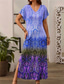 tanie Sukienki boho-Sukienka maxi dla kobiet sukienka casual sukienka na plażę sukienka shift stylowa casual opadające ramiączka wakacyjna codzienna regularny krój kolorowy gradient krótki rękaw dekolt w serek różowy