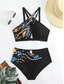 cheap Bikini Sets-Women&#039;s Swimwear Bikini 2 Piece Cheeky Swimsuit Backless Slim Vacation Beach Wear Graphic Halter Neck Sleeveless Bathing Suits