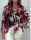 cheap Women&#039;s Graphic Tops-Women&#039;s Shirt Blouse Floral Stylish Casual Long Sleeve V Neck Regular Tops Daily Buttons Print Black Red Blue Khaki Spring Fall
