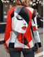 cheap Art&amp;Design tee-Women&#039;s T Shirt Abstract Casual Long Sleeve V Neck Regular Tops Daily Buttons Print Red Spring Fall