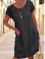 economico disegnare abiti in cotone e lino-Per donna Mini Abito Abiti in cotone e lino Vestito Casual Vestito T-Shirt Essenziale Casual Vacanza Quotidiano Vestibilità regolare Semplice Manica Corta Girocollo Nero Blu Cachi Grigio Estate