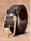 cheap Men's Belts-Men's Genuine Leather Belt with Gold Buckle – Classic Vintage Design for Weddings, Casual, and Formal Wear