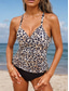 baratos Tankinis-Mulheres Normal Roupa de Banho Tankini 2 partes Calção roupa de banho Nadador 2 Peças Estampado Roupa de Praia Verão Leopardo Sem Manga Fatos de banho