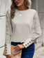 abordables Camiseta lisa-Blusas Elegantes de Encaje Blancas para Mujeres Blusa de Ojal Topos Elegantes de Encaje Botones de Manga Larga Cuello Redondo Ropa Romántica Petit para el Verano Vacaciones Rosadas Caqui Verano