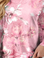 cheap Floral tee-Valentine Women&#039;s Pink T Shirt Floral Oil painting flowers Long Tops Long Sleeve Crew Neck Print Regular Fit Daily Black White Pink Blue Green Summer Spring Fall Winter