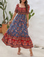 Χαμηλού Κόστους Boho Φορέματα-Γυναικεία Μακρύ Φόρεμα Μάξι Φόρεμα Καθημερινό φόρεμα Φόρεμα σε γραμμή Α Καλοκαιρινό φόρεμα Φόρεμα Boho Κομψό Στυλάτο Etnic Διακοπές Καθημερινά Ημερομηνία Κανονικό Φλοράλ Κοντομάνικο Ώμοι Έξω