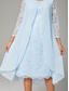 cheap With Jacket-A-Line Mother of the Bride Dress Elegant Plus Size Crew Neck Knee Length Chiffon Lace Long Sleeve with Lace