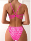 billige Bikinisett-Dame Badetøy Bikini 2 stk Frekk Badedrakt Åpen rygg Tynn Ferie Strand Klær Leopard Stroppeløs Ermeløs Badedrakter