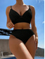 cheap Bikini Sets-Women&#039;s Swimwear Bikini 2 Piece Cheeky Swimsuit Backless Slim Vacation Beach Wear Solid Color V Neck Sleeveless Bathing Suits
