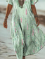 cheap Art&amp;Design Dress-Women&#039;s Maxi Dress Casual Dress Sundress A Line Dress Summer Dress Bohemia Vacation Vintage Vacation Daily Regular Fit Floral Graphic Color Gradient Short Sleeve V Neck Green Summer