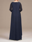 cheap With Jacket-Two Piece Mother of the Bride Dress Elegant Vintage Simple Crew Neck Floor Length Chiffon Long Sleeve Jacket Dresses with Solid Color