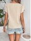 cheap Plain tee-Women&#039;s T Shirt Plain Fashion Modern Casual Short Sleeve V Neck Regular Tops Daily Weekend Buttons Black Navy Blue Orange Green Beige Summer